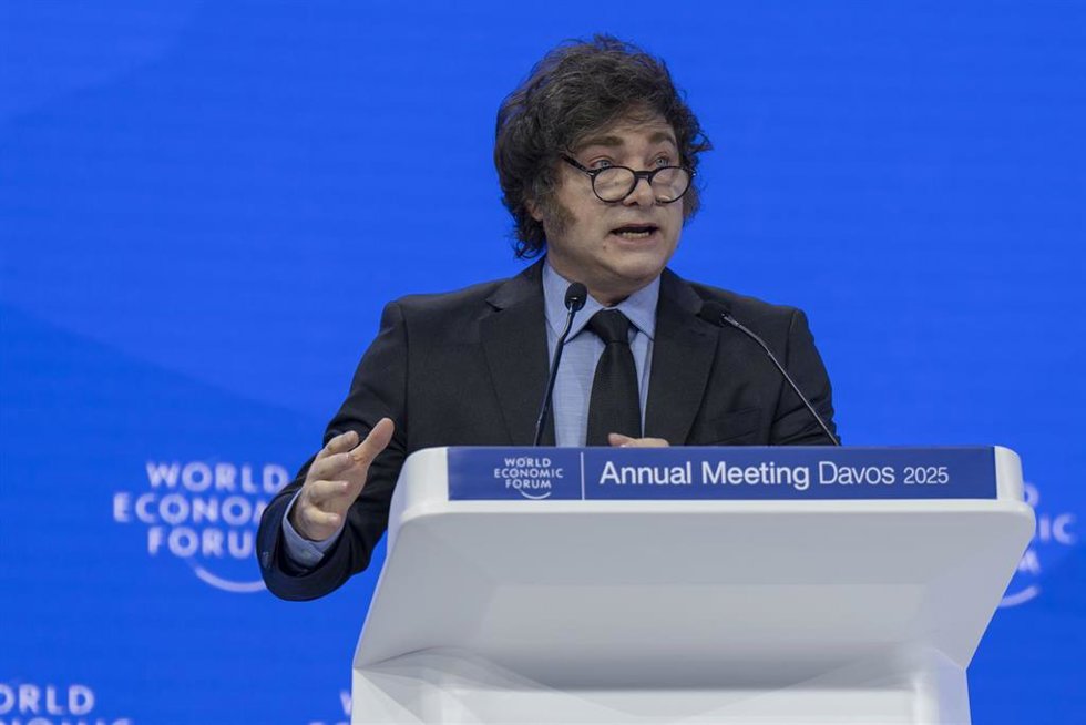 Javier Milei, presidente de Argentina, en su reciente discurso ante el Foro Económico Mundial 