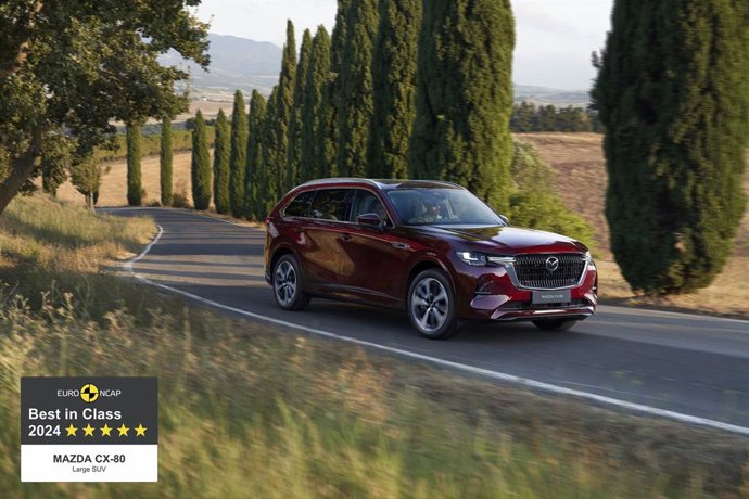 Archivo - Euro NCAP nombra al Mazda CX-80 “Best in Class” en la categoría de SUV grandes.