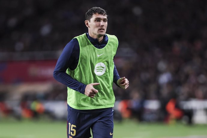 Andreas Christensen of FC Barcelona looks on during the Spanish league, La Liga EA Sports, football match played between FC Barcelona and Valencia CF at Estadio Olimpico de Montjuic on January 26, 2025 in Barcelona, Spain.