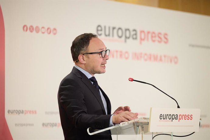 El cap de govern d'Andorra, Xavier Espot, durant una trobada informativa d'Europa Press