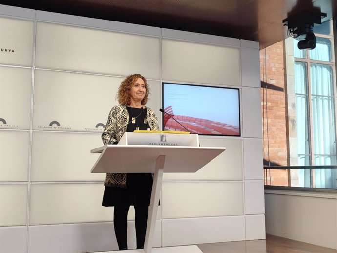 La portavoz del grupo de ERC en el Parlament, Ester Capella, en una rueda de prensa en el Parlament, a 28 de enero de 2025, en Barcelona (Catalunya)