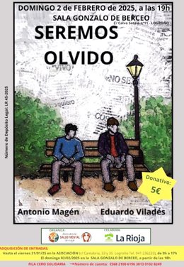 La Asociación Salud Mental La Rioja patrocina la obra de teatro "Seremos olvido", este domingo en Logroño