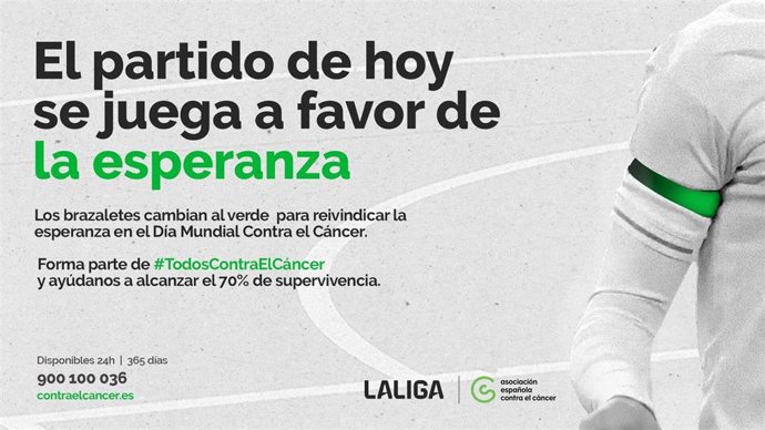 LaLiga renueva su adhesión a la campaña de la AECC para alcanzar el 70% de supervivencia al cáncer.