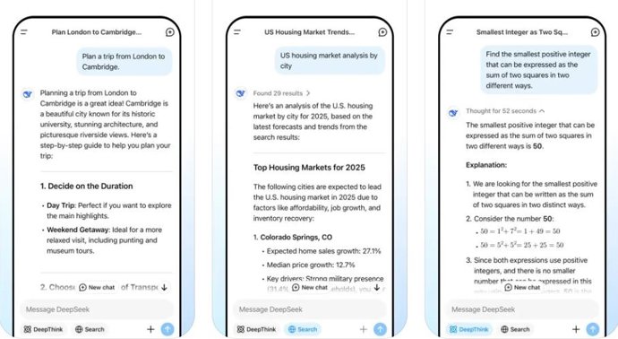 Interfaz de DeepSeek