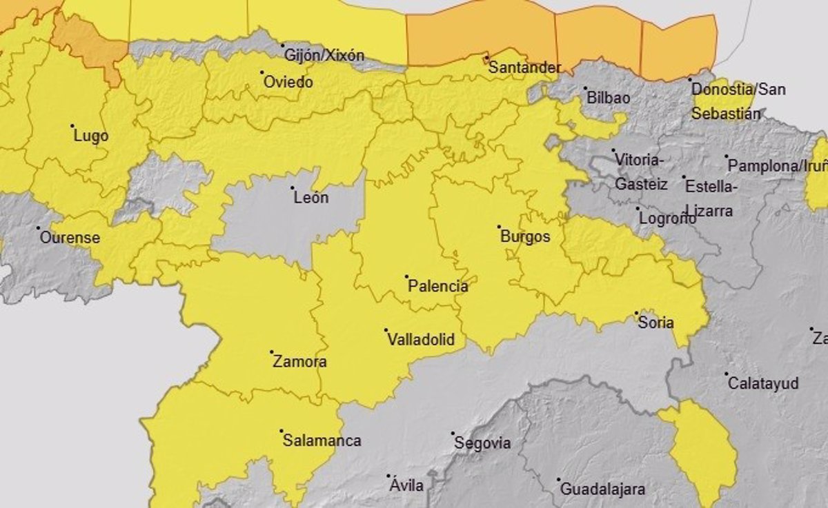 En aviso a casi toda CyL por rachas de hasta 80 km/h y nevadas en zonas de montaña