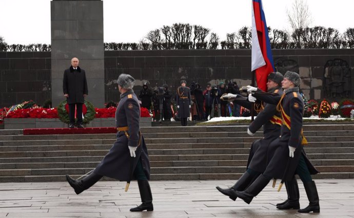 January 27, 2025, St Petersburg, Leningrad Oblast, Russia: Russian President Vladimir Putin, takes part in a wreath marking the 81st anniversary of the end of the siege of Leningrad at the Piskaryovskoye Memorial Cemetery, January 27, 2025 in St Petersbur