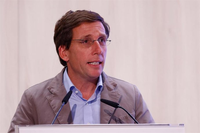 Jose Luis Martinez-Almeida, Mayor of Madrid, attends during press conference for the announcement of the designated team of the NFL Madrid Game 2025, at Santiago Bernabeu stadium on January 17, 2025, in Madrid, Spain.