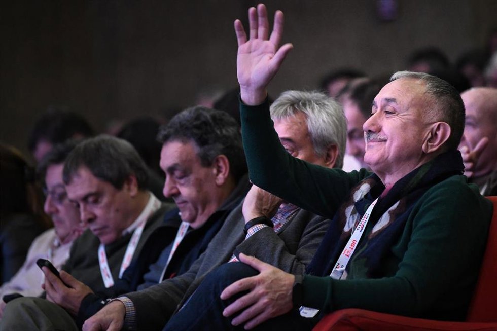 El secretario general de UGT, Pepe Álvarez, durante el acto de inauguración del 16 Congreso Ordinario de UGT Madrid