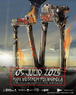 Cartel anunciador de la actuación de los mexicanos Molotov el 5 de julio en Marenostrum Fuengirola.