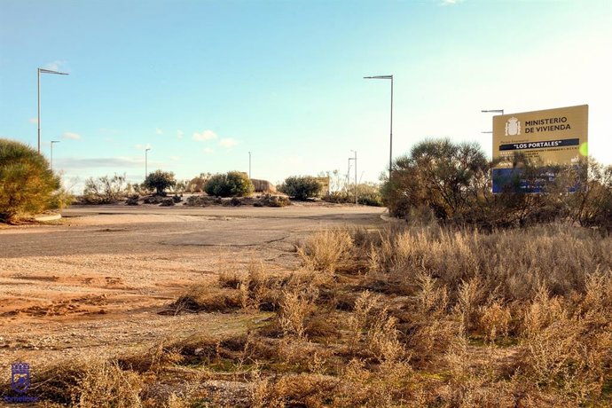 Vista general del estado de la conexión del polígono con la A-42 en Tomelloso