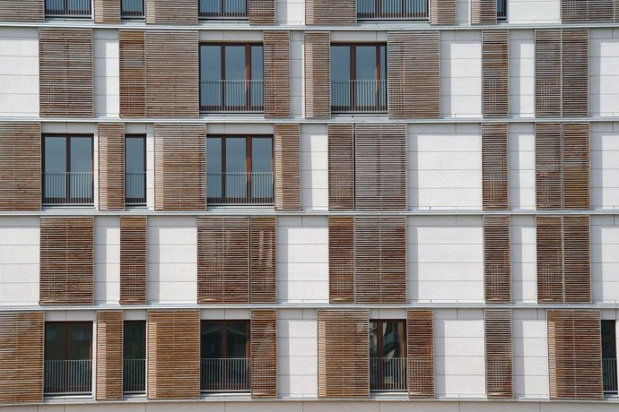 Fachada de una promoción de viviendas en Barcelona