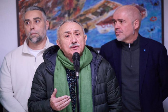 El secretario general de UGT, Pepe Álvarez, y el secretario general de CCOO, Unai Sordo