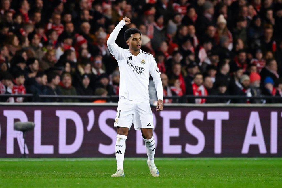 Rodrygo Goes (Real Madrid) celebra un gol en la Champions. 