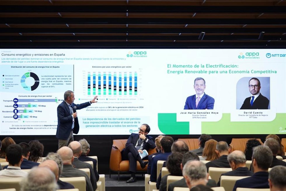 Presentación del informe 'El Momento de la Electrificación: Energía Renovable para una Economía Competitiva' elaborado por NTT Data para APPA Renovables
