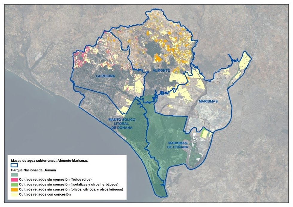 Imagen del análisis sobre los acuíferos de Doñana realizado por WWF.