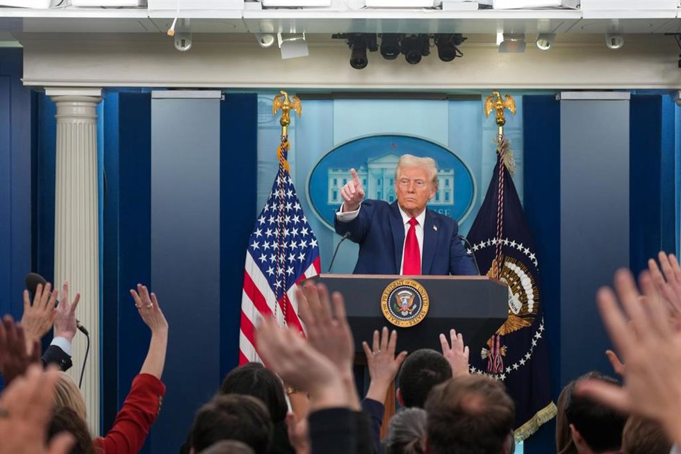 Donad Trump durante una comparecencia anate los medios de comunicación en la Casa Blanca. 