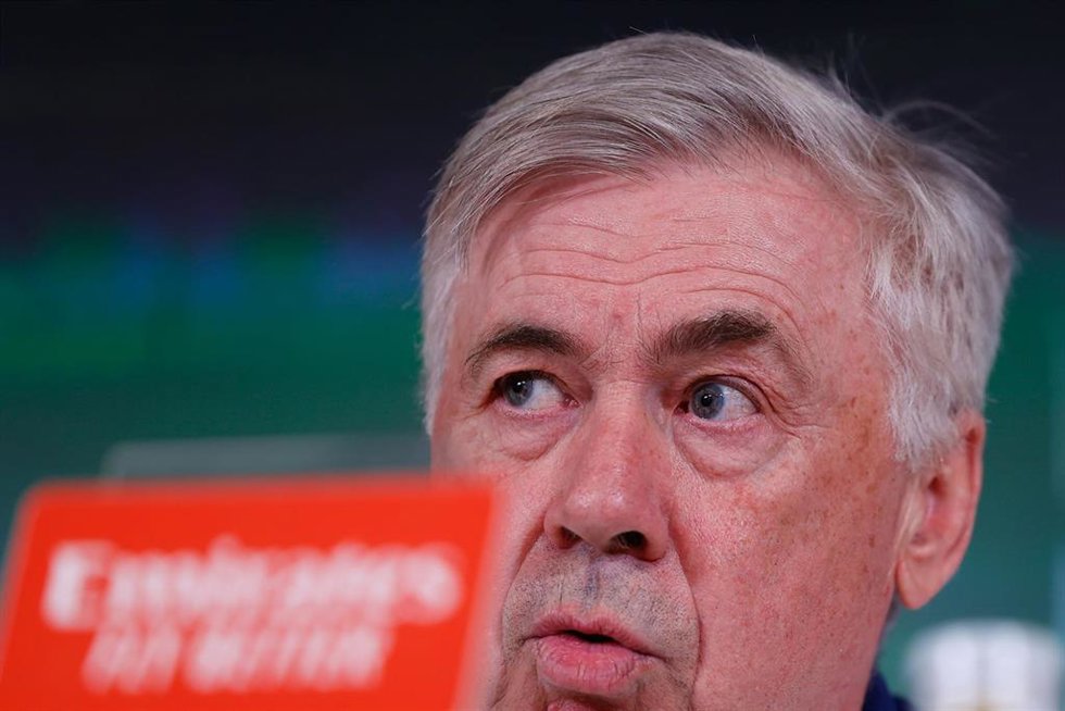 El entrenador del Real Madrid, Carlo Ancelotti, en rueda de prensa.