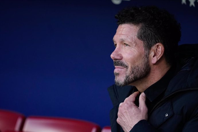 Diego Pablo Simeone, head coach of Atletico de Madrid, looks on during the Spanish League, LaLiga EA Sports, football match played between Atletico de Madrid and Villarreal CF at Riyadh Air Metropolitano stadium on January 25, 2025, in Madrid, Spain.