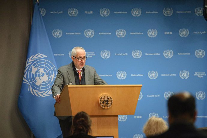 January 6, 2025, New York, New York, USA: UN Secretary-General Spokesperson, STEFANE DUJARRIC, briefs the press on the upcoming week and current world developments.