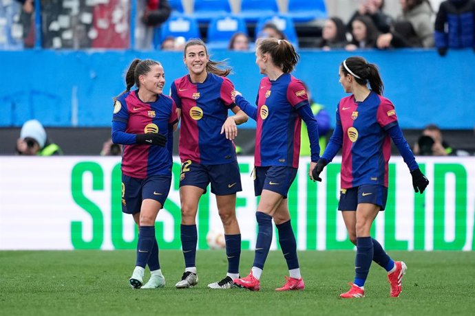 Patri Guijarro of FC Barcelona celebrates a goal during the Spanish Women SuperCup, Supercopa de Espana Femenina, final match played between FC Barcelona and Real Madrid at Butarqe stadium on January 26, 2025, in Madrid, Spain.