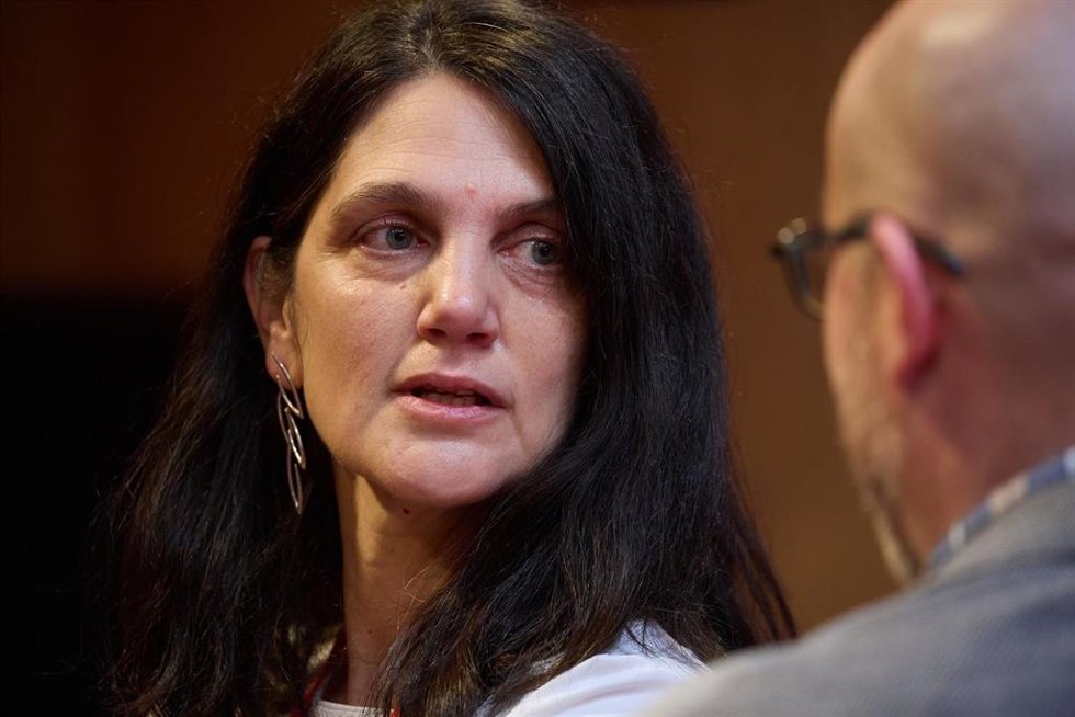 La nueva secretaria de Organización del PSOE-M , Pilar Sánchez Acera, durante el 15 Congreso Regional del PSOE-M, en la Universidad Carlos III, a 1 de febrero de 2025, en Leganés, Madrid (España).