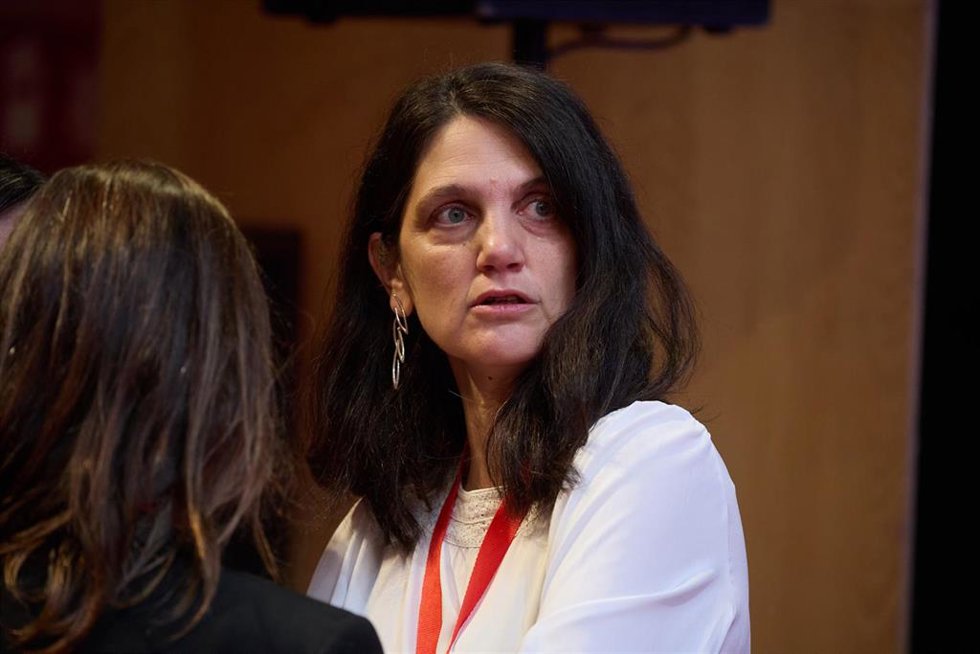 La nueva secretaria de Organización del PSOE-M, Pilar Sánchez Acera durante el 15 Congreso Regional del PSOE-M, en la Universidad Carlos III