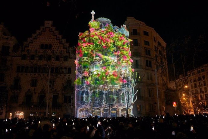 Imatges de l'espectacle de mapping de la Casa Batlló, a Barcelona