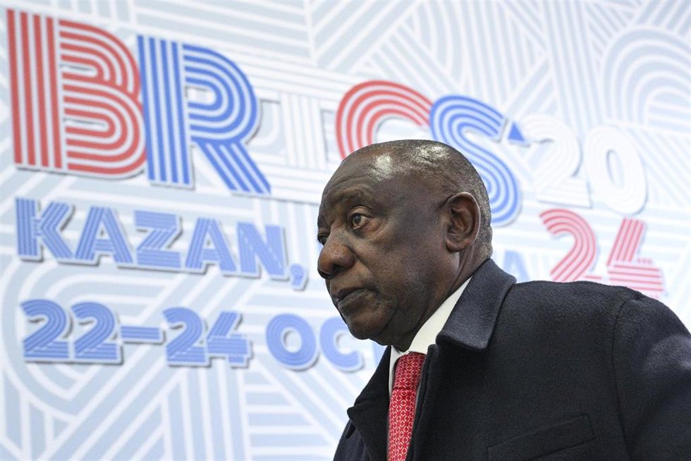 Archivo - El presidente sudafricano, Cyril Ramaphosa, en un evento de los BRICS 