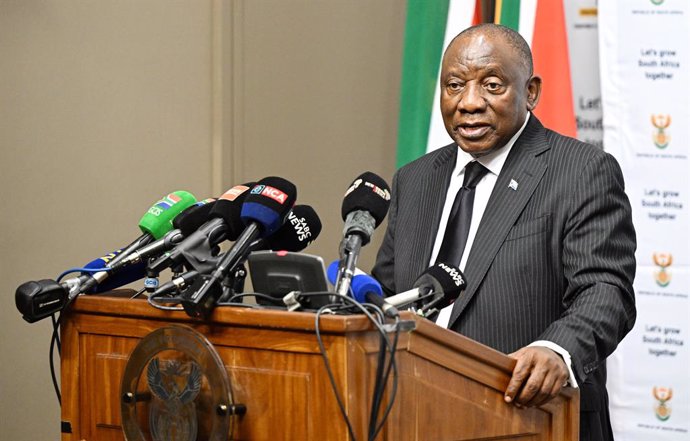 Archivo - CAPE TOWN, Dec. 3, 2024  -- South African President Cyril Ramaphosa speaks during the official launch of South Africa's G20 presidency in Cape Town, South Africa, on Dec. 3, 2024. Ramaphosa officially launched the country's G20 presidency on Tue