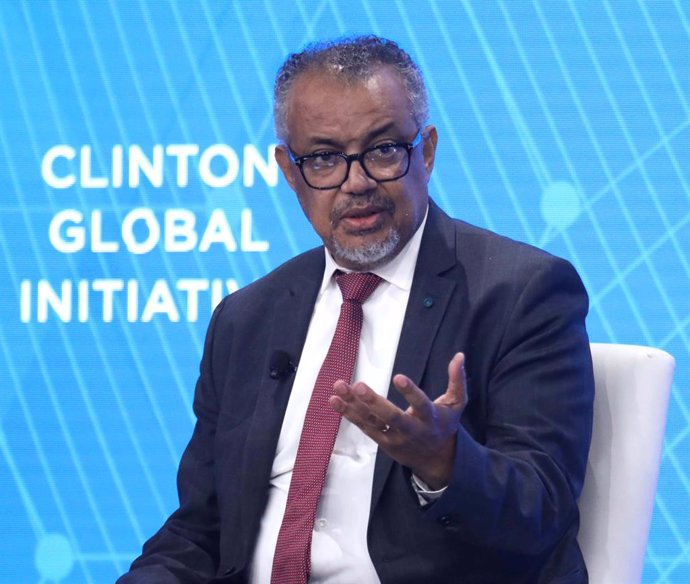 Archivo - September 24, 2024, New York, New York, USA: Director-General, World Health Organization (WHO) TEDROS ADHANOM GHEBREYESUS seen during the 2024 Clinton Global Initiative (CGI) Day 2 meeting held at New York Hilton Hotel.