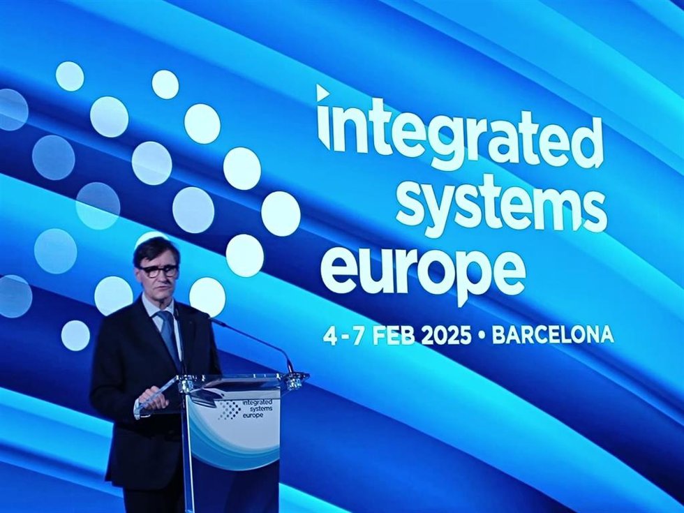 El presidente de la Generalitat, Salvador Illa, en la cena de apertura de la feria Integrated Systems Europe (ISE) en Barcelona