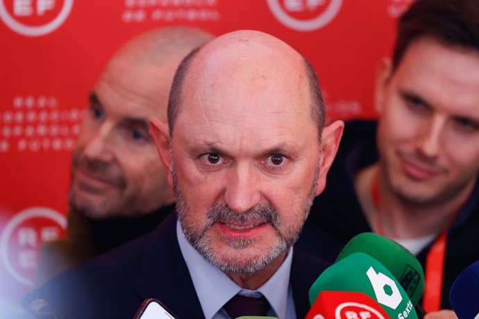 Archivo - Rafael Louzan, President of the Royal Spanish Football Federation, attends an interview during the General Assembly for the elections to the Presidency and the Delegated Commission of the RFEF at Ciudad del Futbol on December 16, 2024, in Las Ro