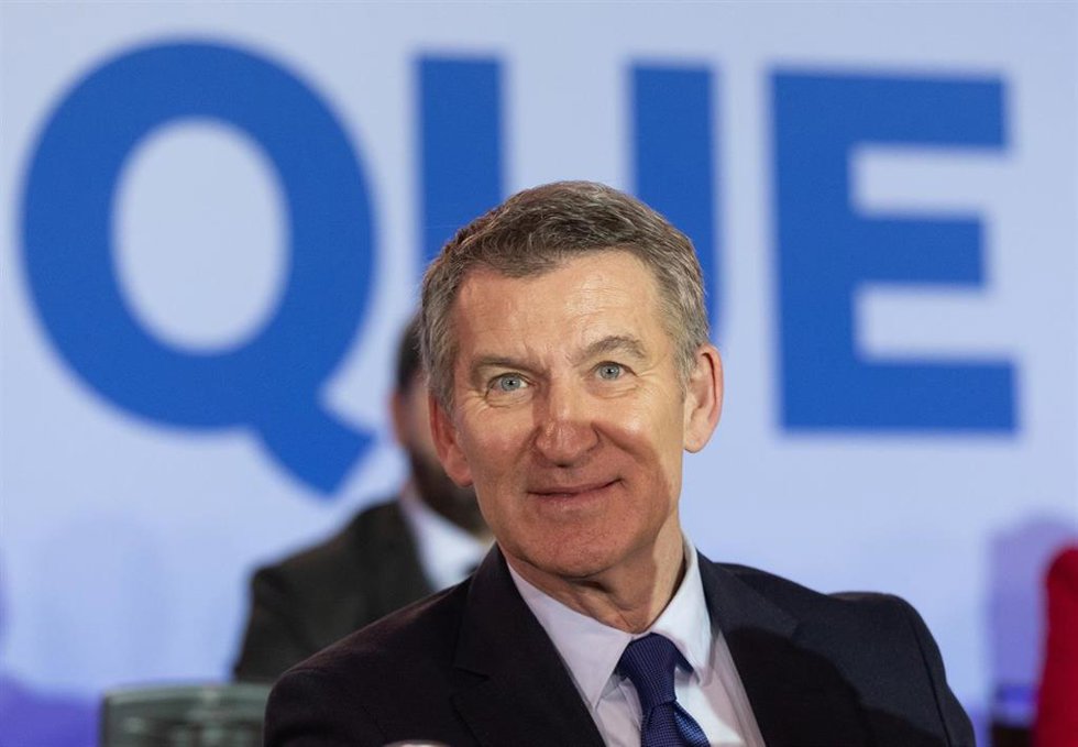 El presidente del Partido Popular, Alberto Núñez Feijóo, durante la Junta Directiva Nacional del Partido Popular, en el Hotel Eurostar Madrid Tower, a 3 de febrero de 2025, en Madrid (España).