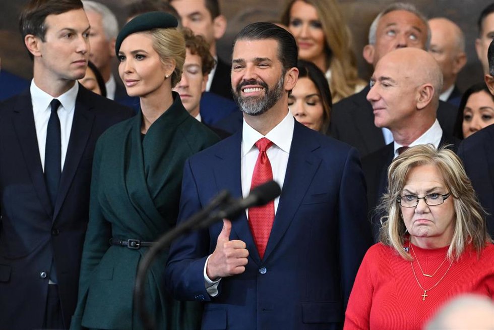 Donald Trump Jr, en la investidura de su padre, Donald Trump.