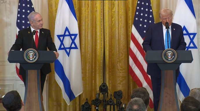 Rueda de prensa conjunta del primer ministro de Israel, Benjamin Netanyahu, y el presidente de EEUU, Donald Trump