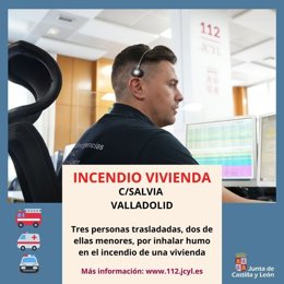 Gráfico elaborado por el 112 con datos del incendio en una vivienda de Valladolid