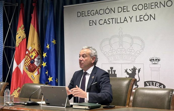 El delegado del Gobierno en Castilla y León, Nicanor Sen, en la rueda de prensa de balance de la inversión en CyL en el marco del Plan de Recuperación, Transformación y Resiliencia del Gobierno de España.
