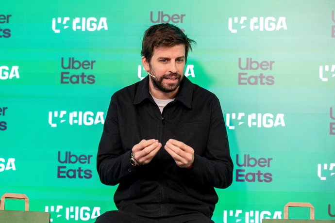 El exfutbolista Gerard Piqué durante un acto con LaLiga y Uber Beats