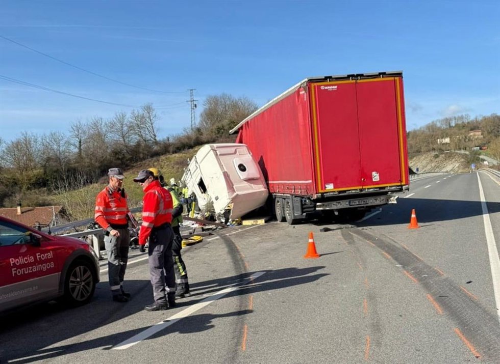 Imagen de uno de los camiones accidentados.