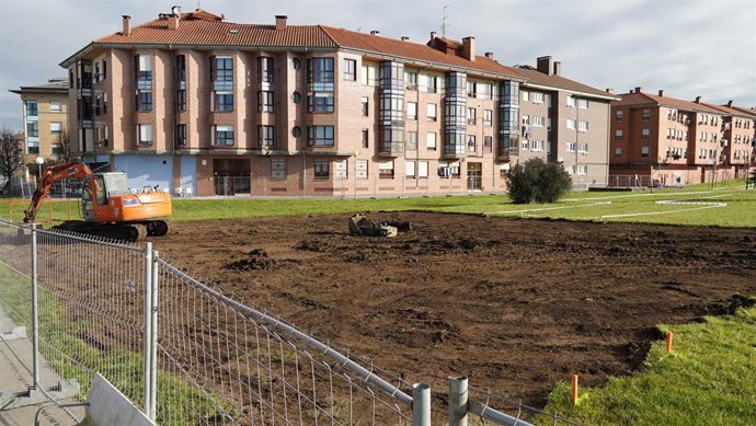 Obras de la fase II la Plaza Central de Lugones