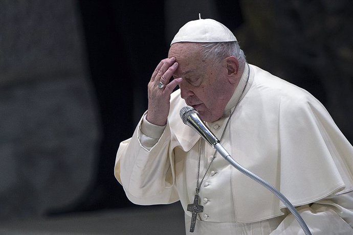 29 January 2025, Vatican, Vatican City: Pope Francis chairs his weekly general audience in the Paul VI hall at the Vatican. Photo: Alessia Giuliani/IPA via ZUMA Press/dpa