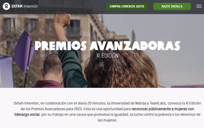 Anuncio del Premio Avanzadoras de Oxfam Intermón y 20 minutos.