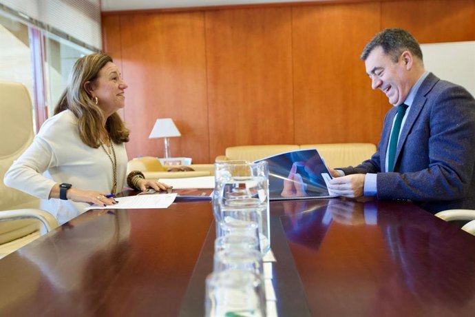 La consejera de Desarrollo Educativo y Formación Profesional, María del Carmen Castillo, y el consejero de Educación, Ciencia, Universidades y Formación Profesional, Román Rodríguez, en una reunión mantenida en Sevilla.