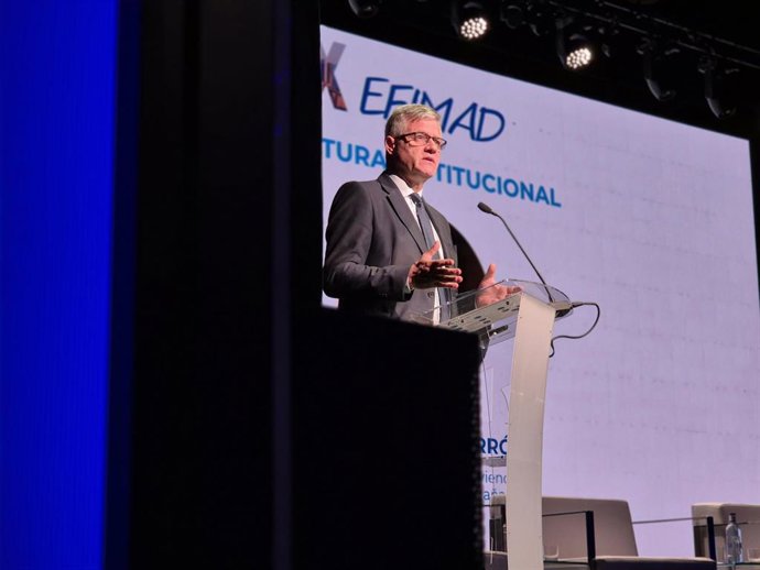El secretario de Estado de Vivienda y Agenda Urbana, David Lucas, durante la inaguración del  X Encuentro de Financiación Inmobiliaria de Madrid (EFIMAD)'  organizado por CaixaBank y Asprima. En Madrid, a 5 de febrero de 2025.