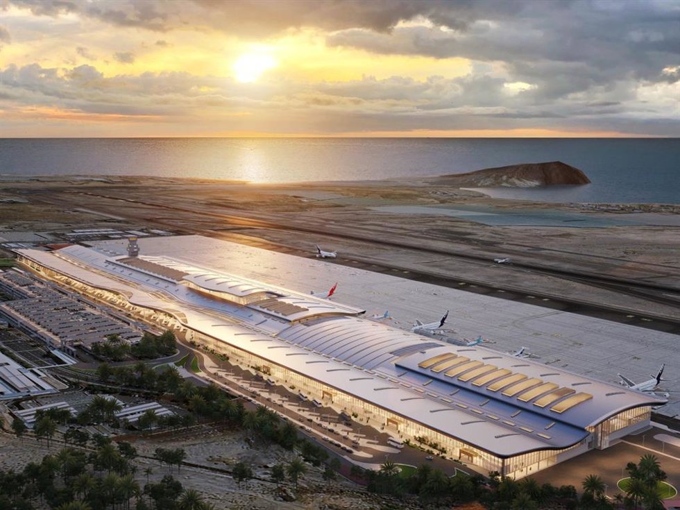 Infografía de la nueva terminal del Aeropuerto Tenerife Sur