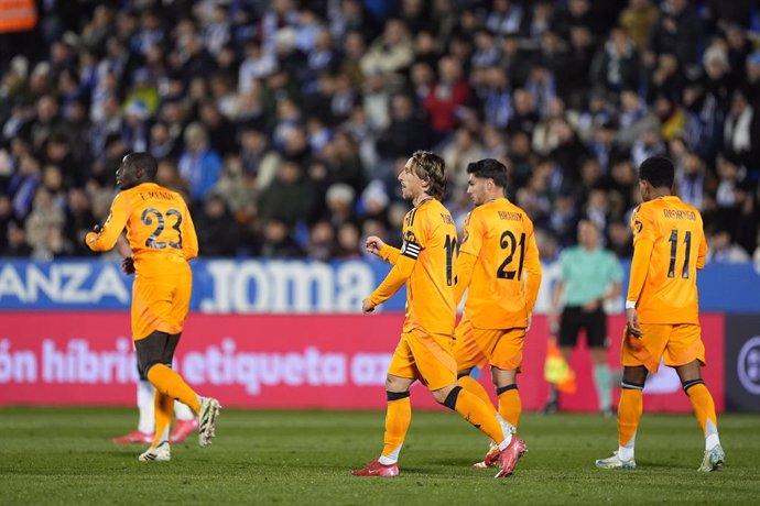 Luka Modric of Real Madrid celebrates a goal during the Copa del Rey Quarter Final, football match played between CD Leganes and Real Madrid at Butarque stadium on February 5, 2025, in Leganes, Madrid, Spain.