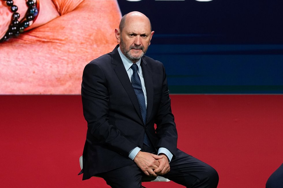 El presidente de la RFEF, Rafael Louzán, en el acto de renovación del seleccionador Luis de la Fuente.