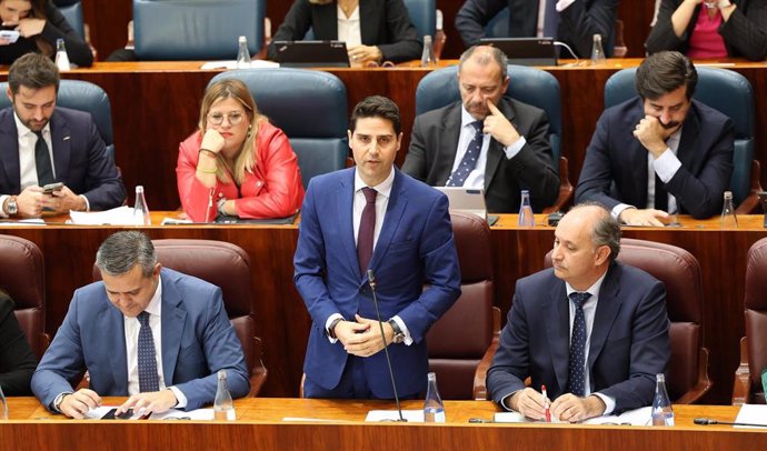 Archivo - El consejero de Educación y Universidades, Emilio Viciana, interviene durante un pleno en la Asamblea de Madrid, a 7 de noviembre de 2024, en Madrid (España). 