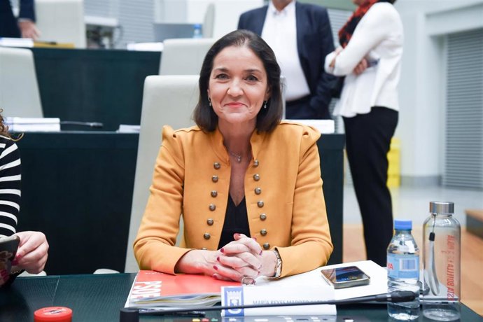La portavoz del grupo municipal Socialista en el ayuntamiento de Madrid, Reyes Maroto, durante una sesión ordinaria del pleno municipal, en el Palacio de Cibeles, a 28 de enero de 2025, en Madrid (España).