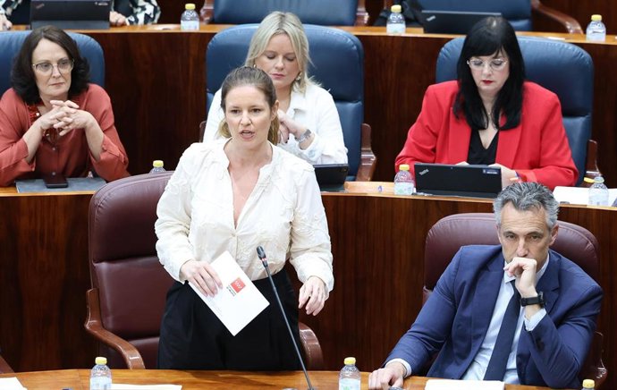 Archivo - La consejera de Familia, Juventud y Asuntos Sociales, Ana Dávila, interviene durante un pleno en la Asamblea de Madrid, a 11 de abril de 2024, en Madrid (España). 